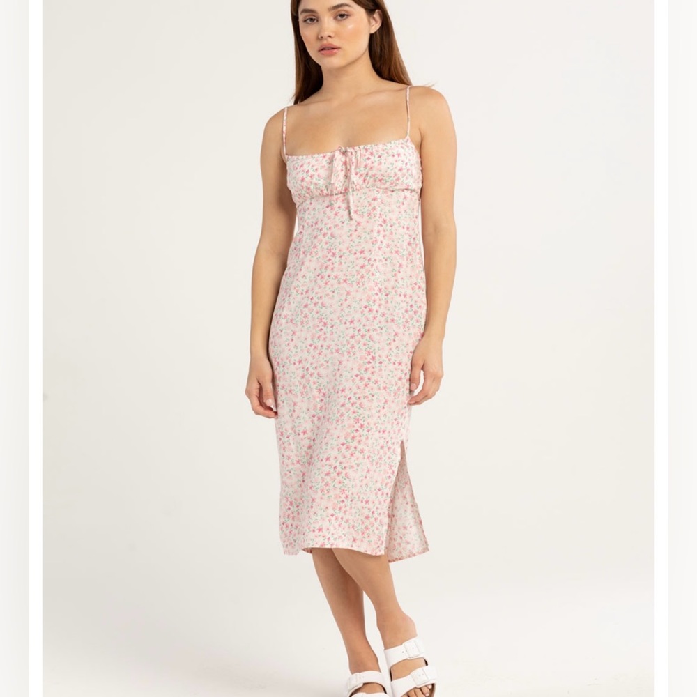 RSQ Midi Dress Pink Floral Large (Young Woman)